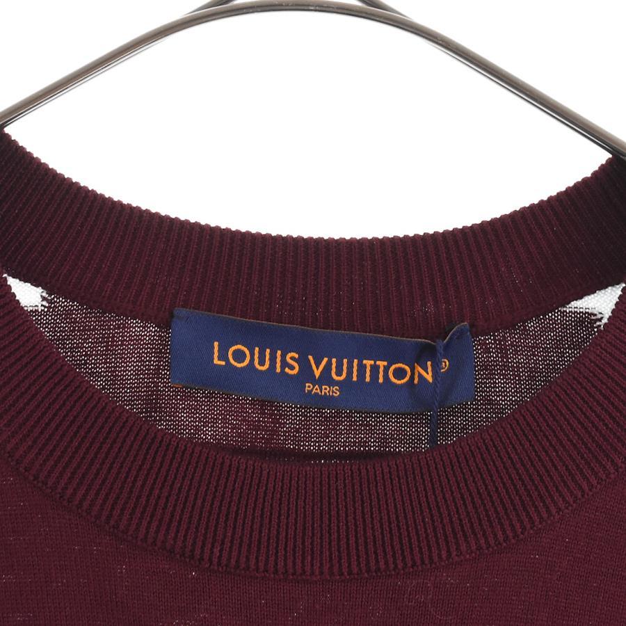 Louis Vuitton 23AW Intarsia crew neck short sleeve knit T-shirt  short-sleeved cut-and-sew short-sleeved sweater Bordeaux RM232 AUQ HPN75W M  Bordeaux