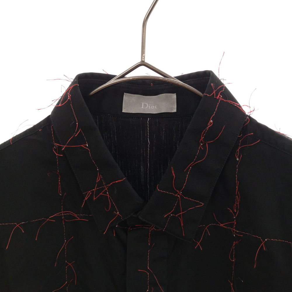 Buy Dior 17AW Stitch Design Long Sleeve Shirt Black/Red ...