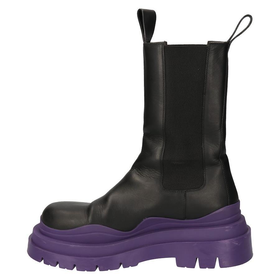 Bottega Veneta THE TIRE LONG BOOT Platform Side Gore Tire Boots  Black/Purple 38 Black/Purple