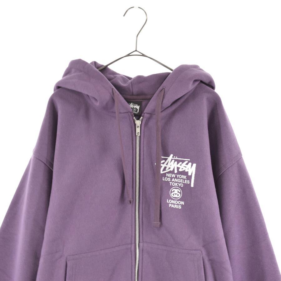 Stussy WORLD TOUR ZIP HOOD Grape World Tour Logo Zip Up Hoodie Purple  3973792 M Purple