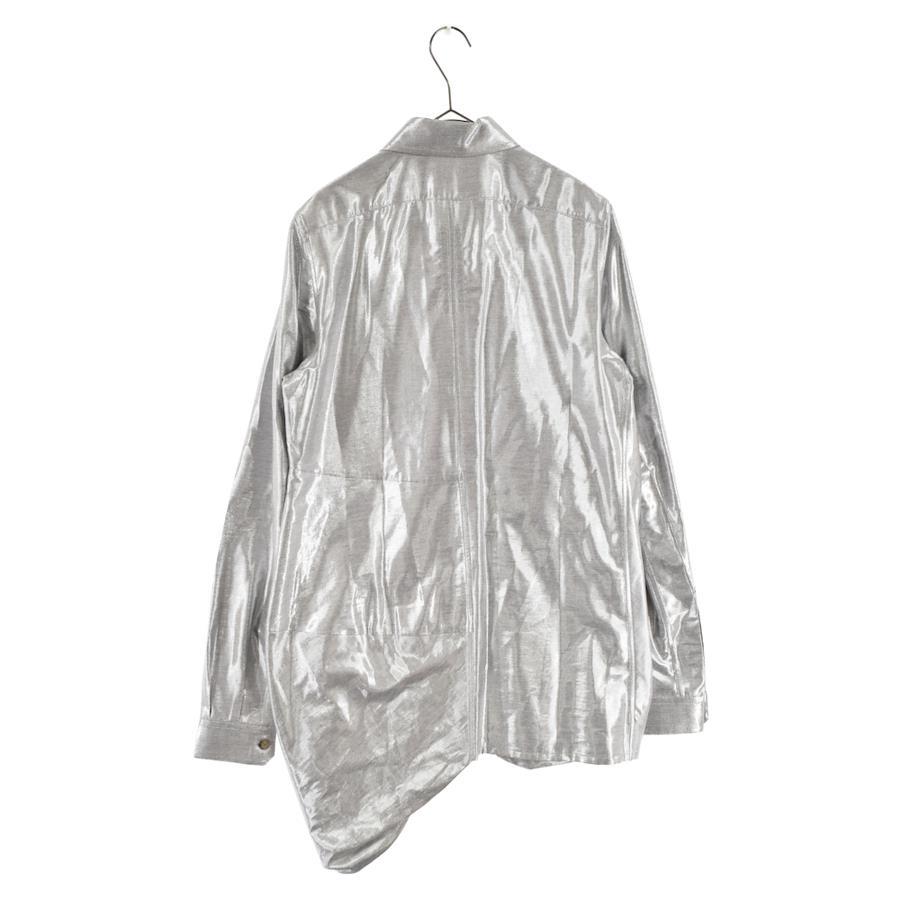 Rick Owens FW LARRY Drape Design Viscose Long Sleeve Shirt Blouse Silver  RPF VLM Women's  Silver