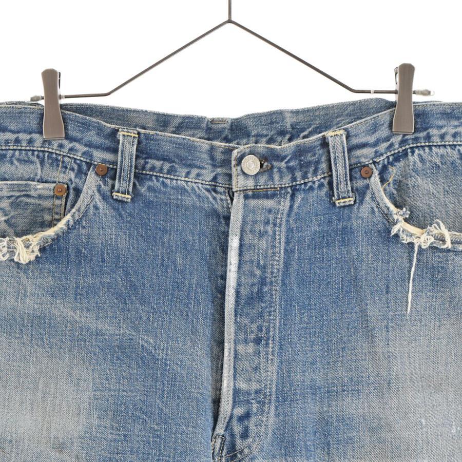 Levi's 40s VINTAGE 501XX leather patch 47 model single-sided tab button  back two prong vintage denim pants jeans indigo - indigo
