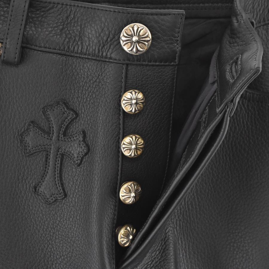 Leather Cross Patch Jeans