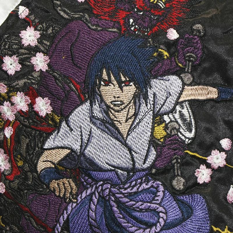 朧 ×NARUTO サスケ×ナルト 風神雷神 柄 刺繍 （ 9001823 ） 大人気 アニメ NARUTO ナルト コラボ 和柄 サスケ×ナルト  風神 雷神 柄