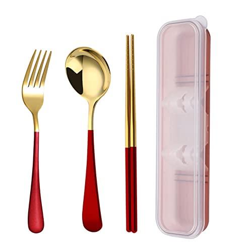 Portable Utensils Set with Case, 3-piece Stainless Steel Portable