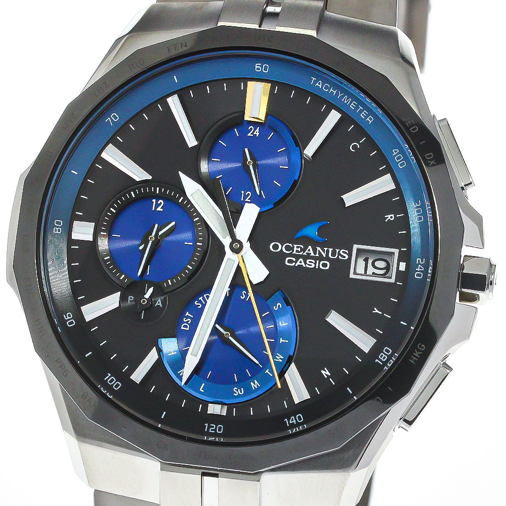 得価最新作美品 CASIO OCEANUS 電波ソーラー 腕時計 OCW-T200 青文字盤 ベルト約20cm 箱・取説付き カシオ オシアナス OCEANUS