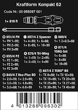 Buy Wera 059297 Kraftform's Kompakt 62-bit set (33 pieces) from