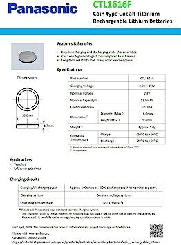 Buy Panasonic CTL1616 Solar Rechargeable CTL 1616 Battery Replac