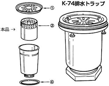 ●[K74ストレーナB]INAX/LIXIL サンウェーブ キッチン部品 排水目皿付きストレーナ 公団用流し台KJシリー