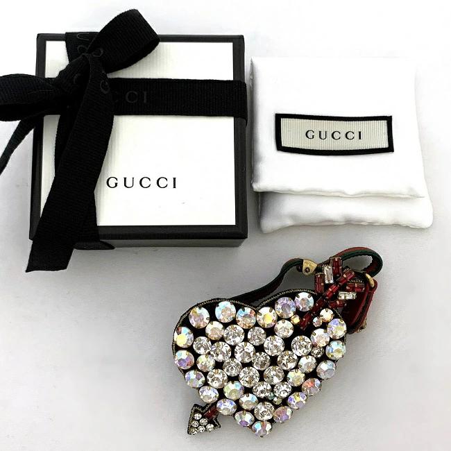 グッチ ブレスレット 赤 緑 クリア ピアスドハート シェリー 美品 キャンバス レザー 中古 GUCCI レア レディース アクセサリー 女性  ジュエリー