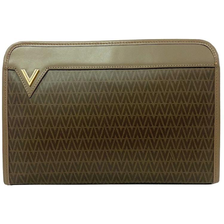 Buy Mario Valentino Clutch Bag Brown Beige Good Condition PVC