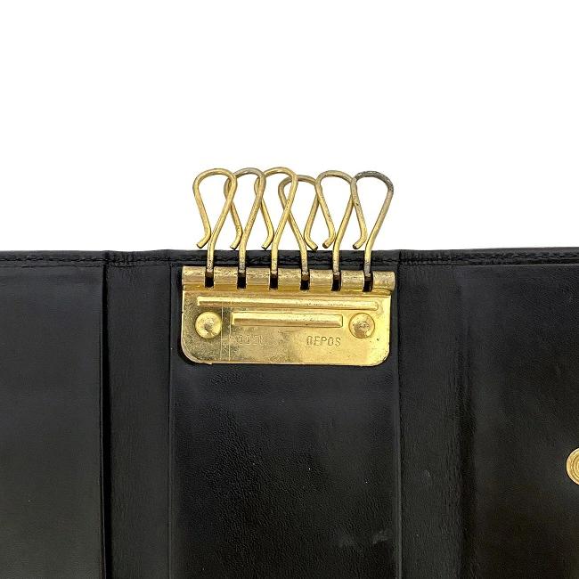 Dunhill 6 Key Case Black Gold Oxford Key Holder Leather GP Used dunhill  Black Holder Hook Vintage