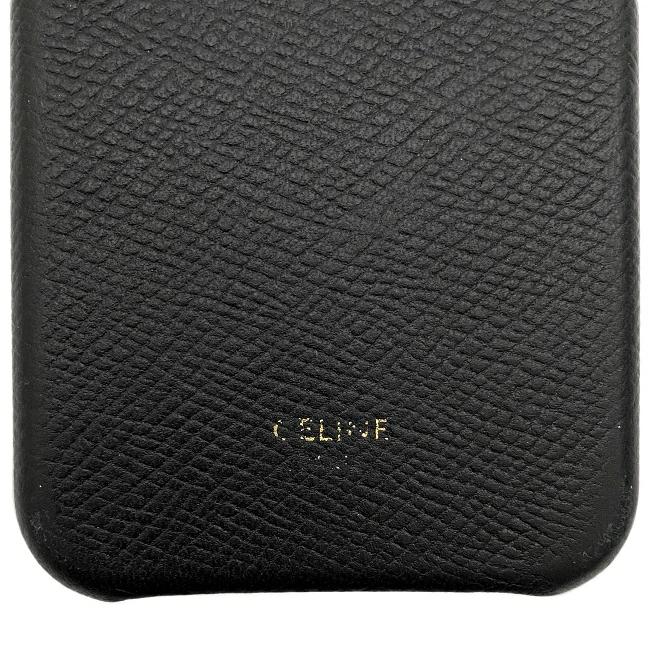 Celine iPhone X Xs cover black U-NO-1619 banker leather used CELINE simple  grain leather classic popular