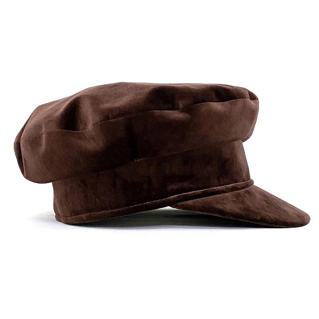 エルメス キャスケット ブラウン ボルドー 帽子 未使用 コットン アセテート Sランク HERMES 茶色 58 ベロア ハット レア ベルベット