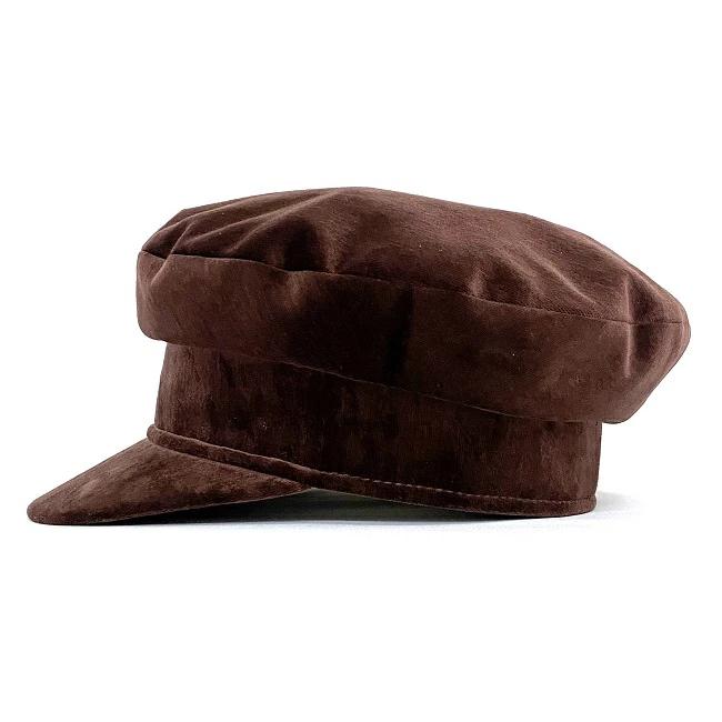 エルメス キャスケット ブラウン ボルドー 帽子 未使用 コットン アセテート Sランク HERMES 茶色 58 ベロア ハット レア ベルベット