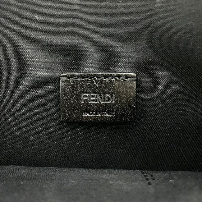 フェンディ クラッチバッグ ブラック 刺繍 7N0078 美品 レザー スタッズ ファー 中古 FENDI ミニ ハンドバッグ ファスナー