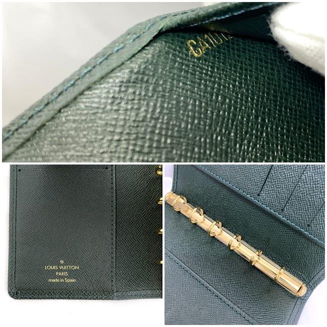 Louis Vuitton 6-hole notebook cover Agenda PM Green Episea Taiga R20424  notebook leather used CA1012 LOUIS VUITTON