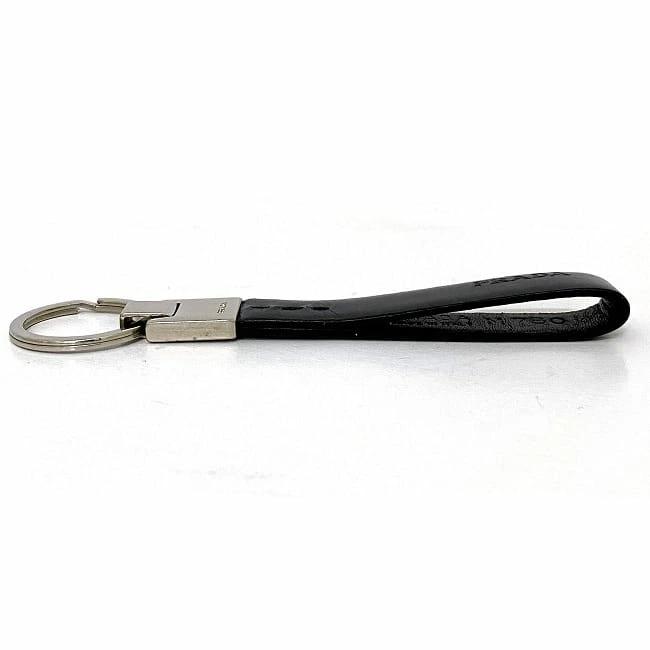 Buy Prada key ring black silver M780 beautiful goods leather metal