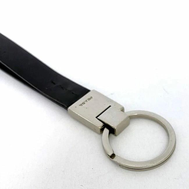 Buy Prada key ring black silver M780 beautiful goods leather metal