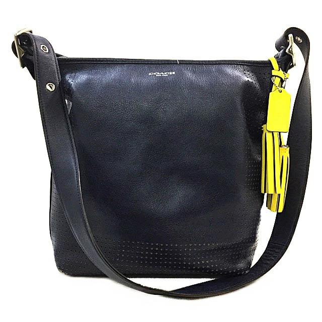 Black leather coach online purse with silver hardware