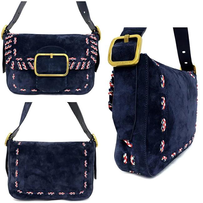 Tory Burch One Shoulder Bag Navy Multicolor 10005608 01-17 Flap Shoulder  Bag Leather Suede Used TORY BURCH