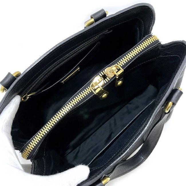 Buy Miu Miu 2way Bag Black Gold Vittello Caribbean RN0757 Good ...