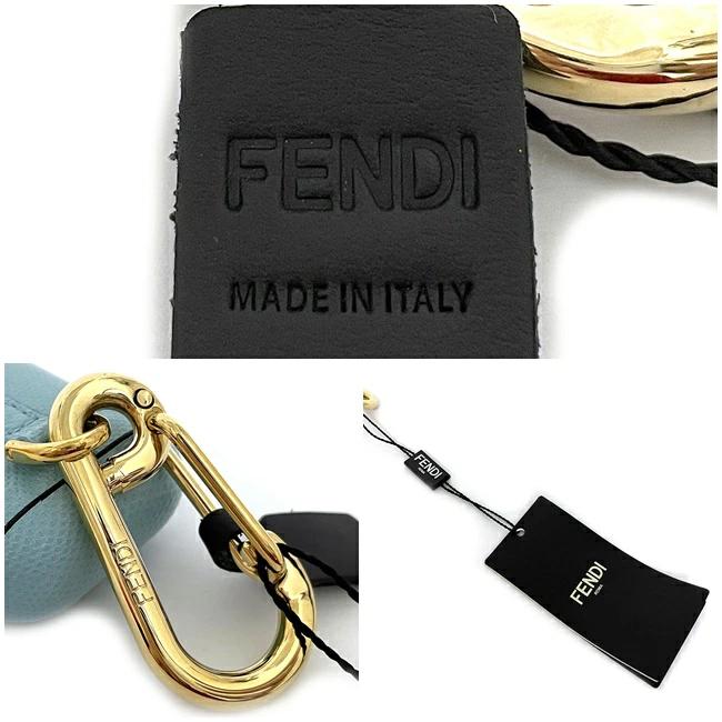 Fendi Air Pods Case Light Blue Gold 7AR816 A86R F1999 Unused New Leather S  Rank FENDI Air Pods