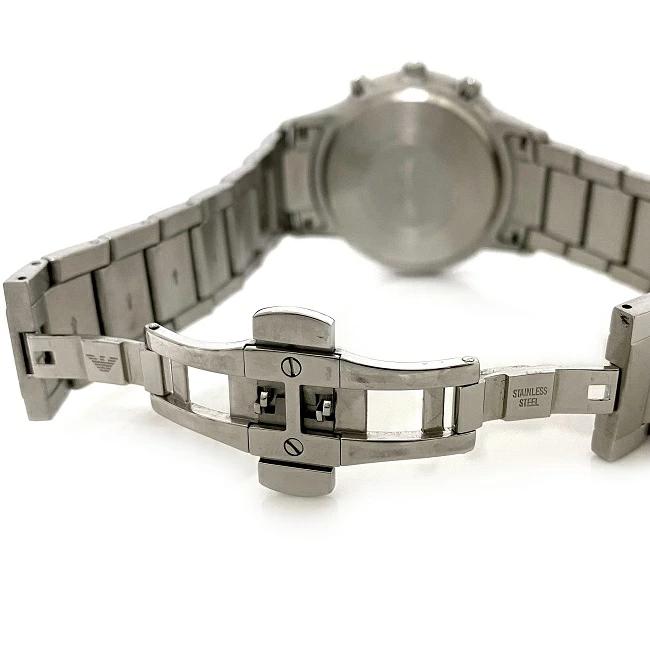 Buy Emporio Armani watch silver navy blue AR2448 quartz clock SS