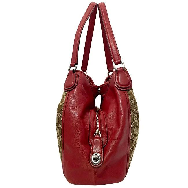 Coach red outlet leather tote