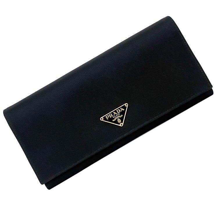 PRADA プラダ 二つ折り財布 ナイロン テスート 三角ロゴ ブラック 黒