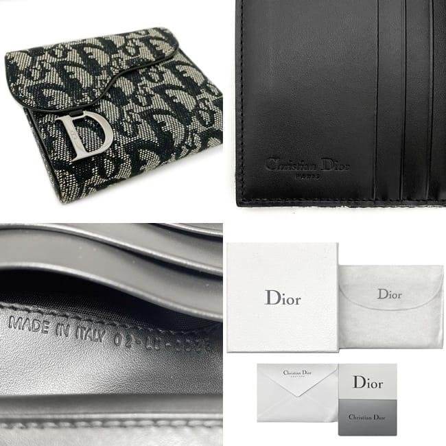 美品 Dior　ディオール　サドル　折りたたみ財布　ブラック　レザー