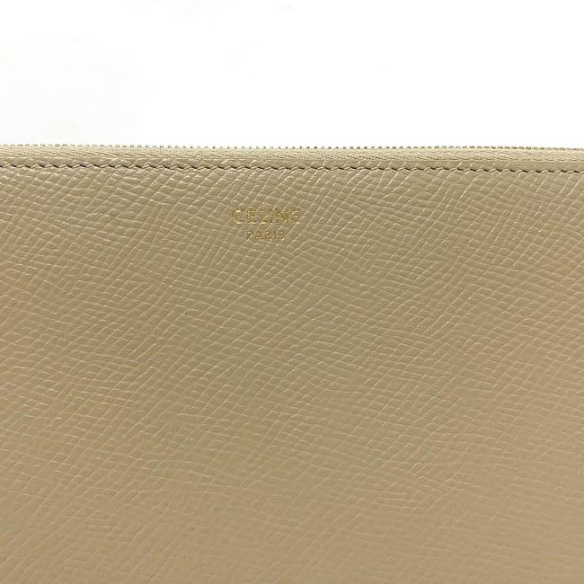 Celine round zipper long wallet beige 10B55 3BEL 03ND large zip wallet  leather grain leather used CELINE simple