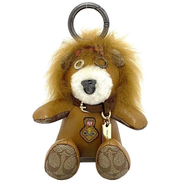 Coach Bag Charm Brown Beige Silver Signature 39718 Lion Wizard...