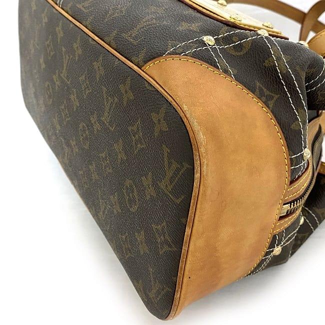 Louis Vuitton Tote Bag Rivet Brown Beige Monogram M40140 Stitch Monogram  Canvas Nume Leather Used SP1068