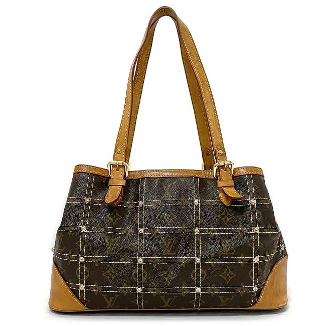 Buy Free Shipping Louis Vuitton Tote Bag Rivet Brown Beige