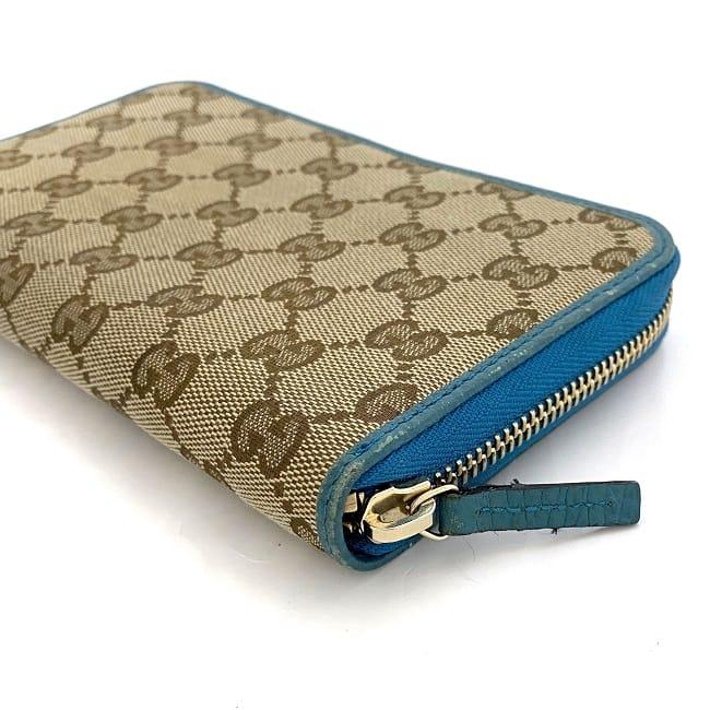 Buy Gucci Round Zipper Long Wallet Beige Blue 363423 Wallet Canvas