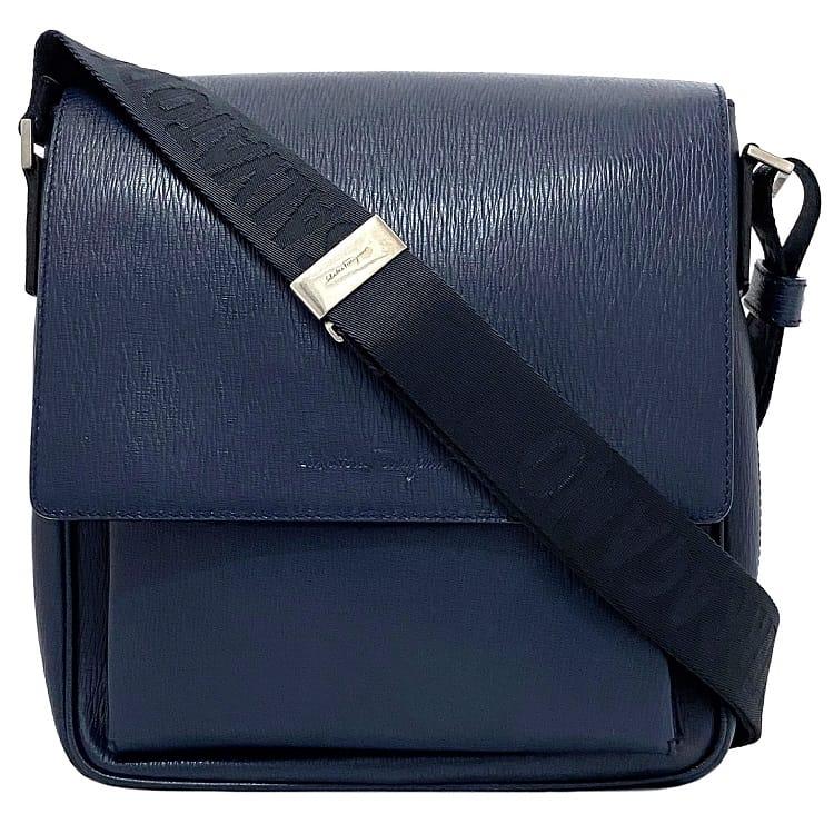 Buy Free Shipping Salvatore Ferragamo Shoulder Bag Navy Blue FZ-24