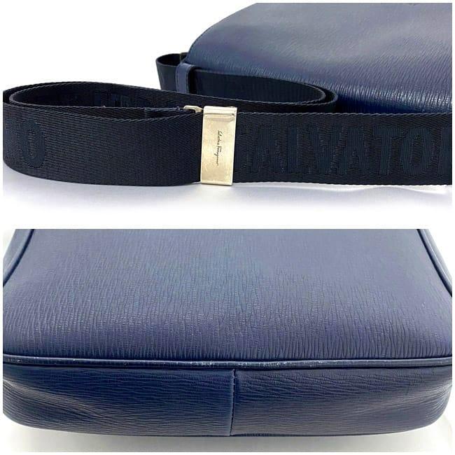 Salvatore Ferragamo Shoulder Bag Navy Blue FZ-24 9033 Messenger Bag Leather  Canvas Used Salvatore