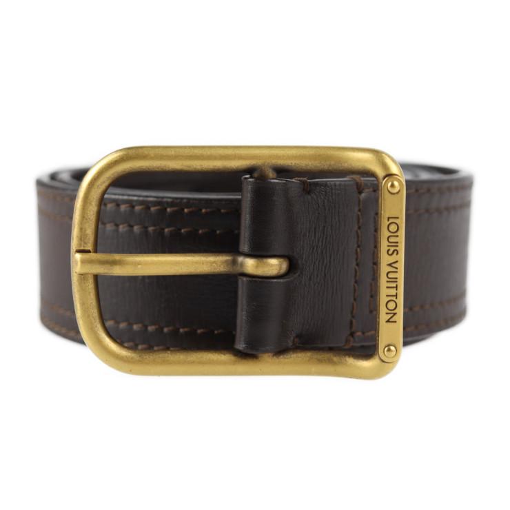 Louis Vuitton Rivet Studded Ostrich Leather Belt Size 90/36 CBOORSA 144010025793