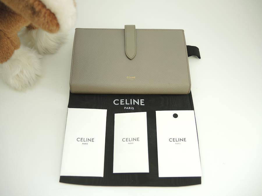 Buy Celine Long Wallet Large Leather Gray 2 fold Long Wallet Large