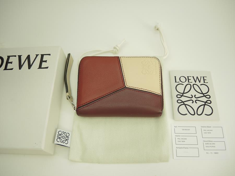 Buy Loewe Small Wallet Puzzle Leather Bordeaux Compact Zip Wallet