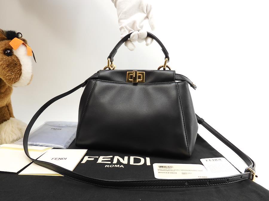 Fendi Peekaboo 迷你光滑皮革黑色手提包 手拿包 狀況良好 @ 3