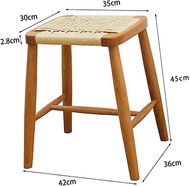 スツール ハイスツール 木製 四角 バーチェア 天然木 ラタン 籐 チェリー 無垢材 椅子