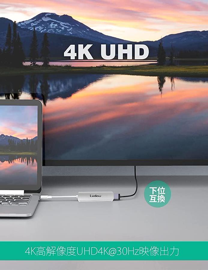 USB C ハブ アダプタ 6-in-1 マルチポート Type-C 85W PD充電 4K HDMI