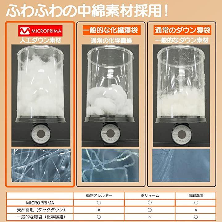 ZAIDEA 寝袋 シュラフ 人工ダウン 210T 封筒型 春 秋 コンパクト