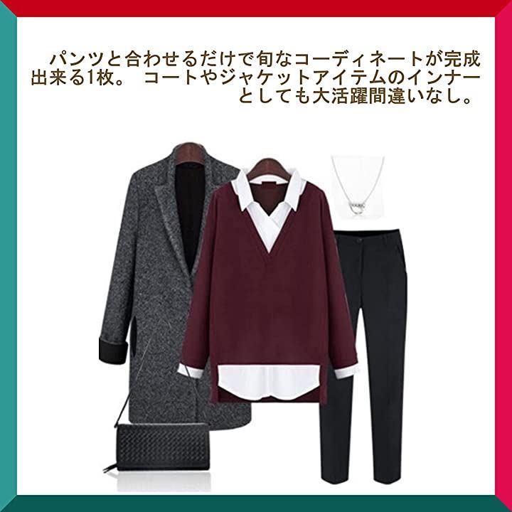 ニブンノイチプラス バイカラー オフィス 重ね着風 レイヤード トップス シャツ ブラウス レディース 日本の商品を世界中にお届け  ZenPlus