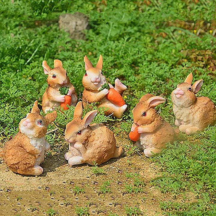 ガーデニングオーナメント　ウサギ　３個セット　かわいい　置物　日本の商品を世界中にお届け　庭　うさぎ　飾り　インテリア　ZenPlus