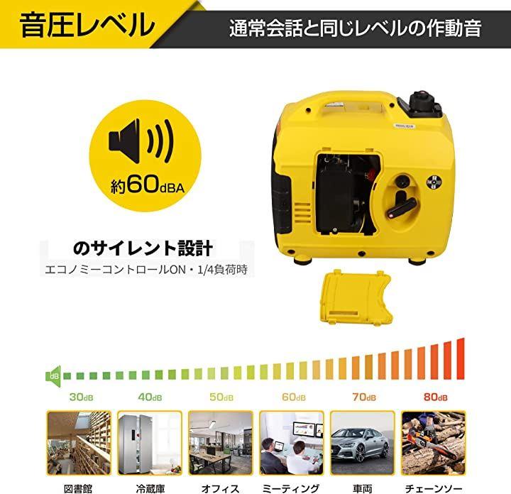 インバーター発電機 定格出力1.0kVA 小型発電機 家庭用 50Hz/60Hz切替