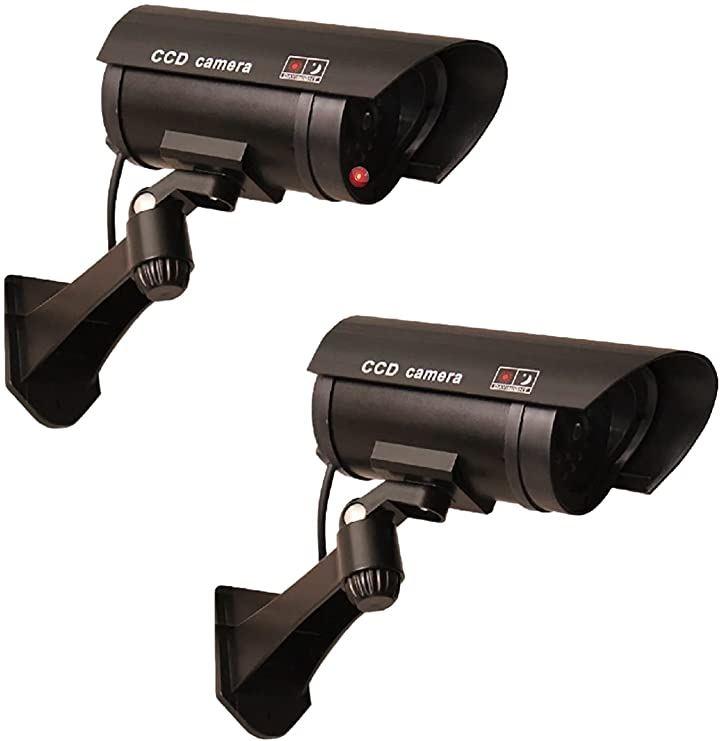 ダミーカメラ 2台セット 防犯カメラ 防犯グッズ 監視カメラ 赤色LEDライト 電池式 日本の商品を世界中にお届け ZenPlus