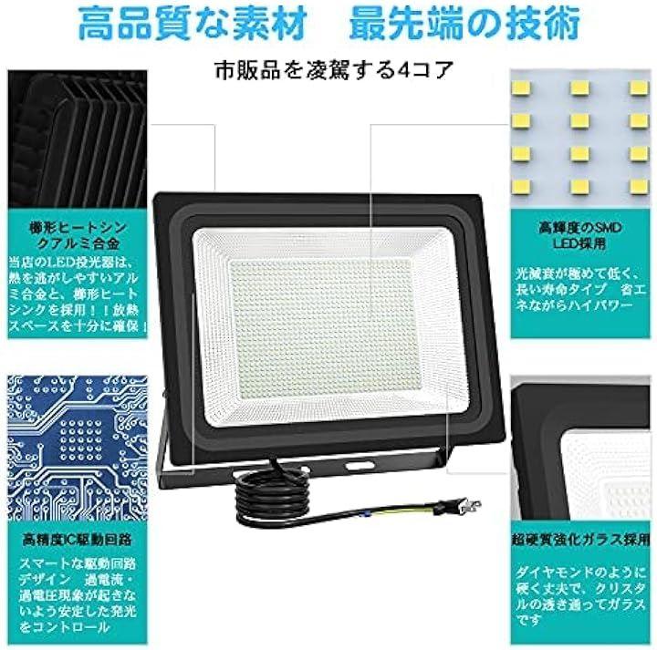 led投光器 100W 1500w相当 15000LM 昼光色 作業灯 100V対応 アース付き